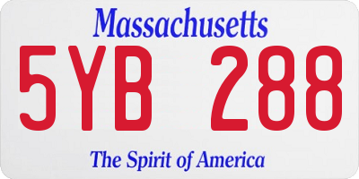 MA license plate 5YB288