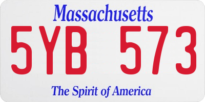 MA license plate 5YB573