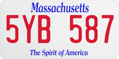 MA license plate 5YB587