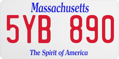 MA license plate 5YB890