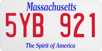 MA license plate 5YB921
