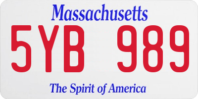MA license plate 5YB989