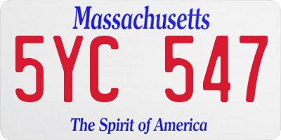 MA license plate 5YC547