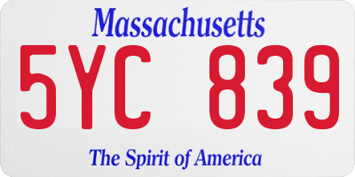 MA license plate 5YC839