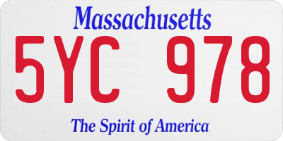 MA license plate 5YC978