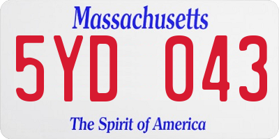 MA license plate 5YD043
