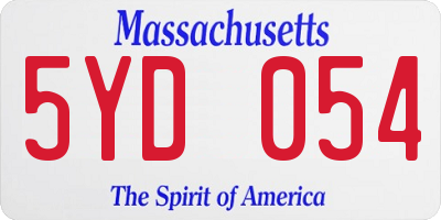 MA license plate 5YD054
