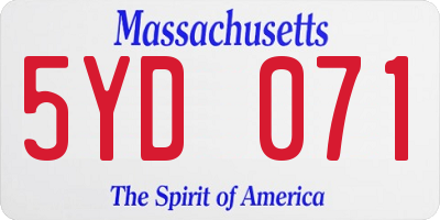 MA license plate 5YD071