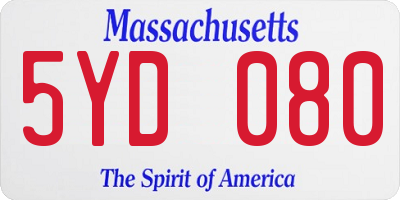 MA license plate 5YD080