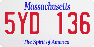 MA license plate 5YD136