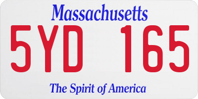 MA license plate 5YD165