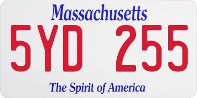 MA license plate 5YD255