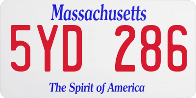 MA license plate 5YD286