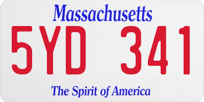 MA license plate 5YD341