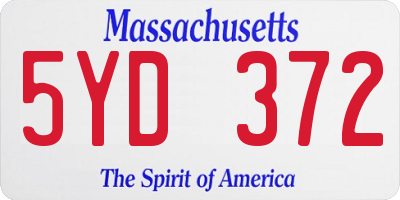 MA license plate 5YD372