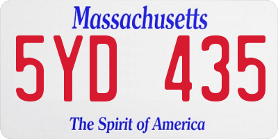 MA license plate 5YD435