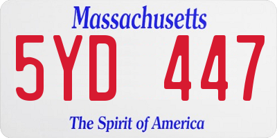 MA license plate 5YD447