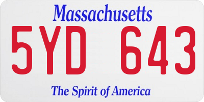 MA license plate 5YD643
