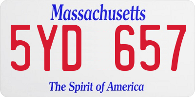 MA license plate 5YD657