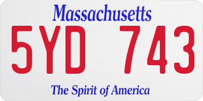 MA license plate 5YD743