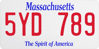 MA license plate 5YD789