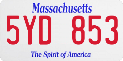 MA license plate 5YD853