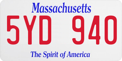 MA license plate 5YD940