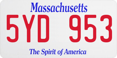 MA license plate 5YD953