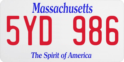 MA license plate 5YD986