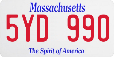 MA license plate 5YD990