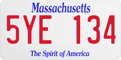 MA license plate 5YE134