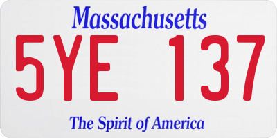 MA license plate 5YE137
