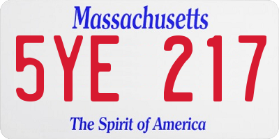MA license plate 5YE217