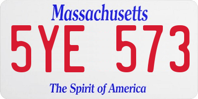 MA license plate 5YE573