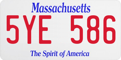 MA license plate 5YE586