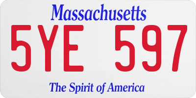 MA license plate 5YE597