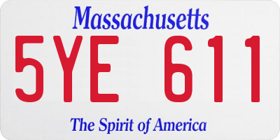 MA license plate 5YE611