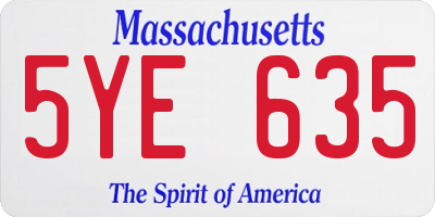 MA license plate 5YE635
