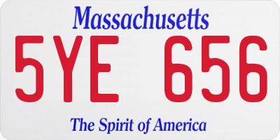 MA license plate 5YE656