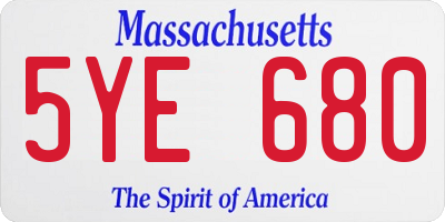 MA license plate 5YE680