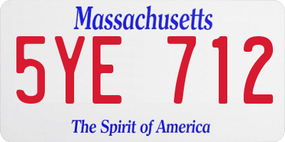 MA license plate 5YE712