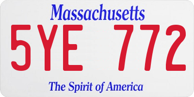 MA license plate 5YE772