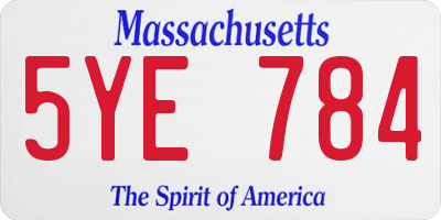 MA license plate 5YE784