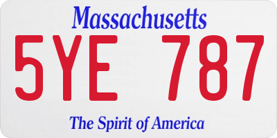MA license plate 5YE787