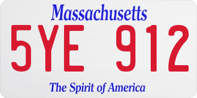 MA license plate 5YE912