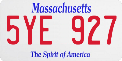 MA license plate 5YE927
