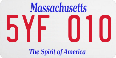 MA license plate 5YF010