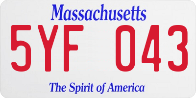 MA license plate 5YF043