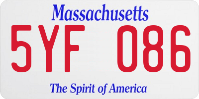 MA license plate 5YF086