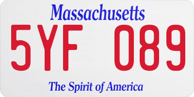 MA license plate 5YF089